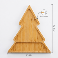 Bandeja de Bambú Natural para Árbol de Navidad, Tabla de Aperitivos Dividida para Fiestas, Plato de Charcutería, Venta al por Mayor, OEM