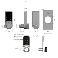 Serrure de tiroir intelligente à clavier tactile en plastique avec pile CR2032, 5 chiffres, serrure de cabinet numérique à 5 chiffres, serrure électronique pour casier