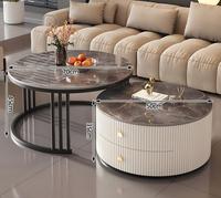 Table d'appoint de chambre à coucher moderne de luxe personnalisée avec plateau en marbre blanc, table basse gigogne nordique en métal doré pour salon, TuFei