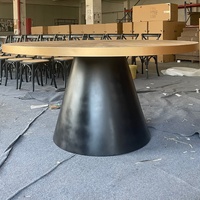 Meubles de salle à manger, table à manger ronde en bois massif minimaliste avec piétement conique, 8 places, Esstisch, meubles de restaurant, meubles de maison en métal