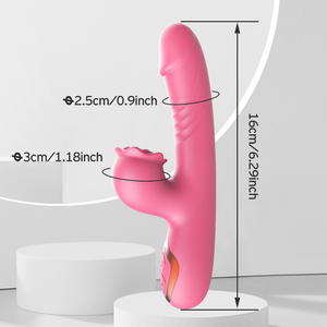 Mainan elektrik 2 in 1 untuk wanita, <span class=keywords><strong>Vibrator</strong></span> <span class=keywords><strong>Pulsating</strong></span> lucu dengan rotasi Dildo teleskopik, mainan seks kelinci lengket lidah untuk wanita - Product Image 2