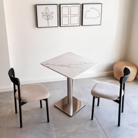 Tables à manger en marbre pour hôtels commerciaux, cafés, tables carrées/petites modernes et minimalistes, durables, faciles à nettoyer, pour les réunions