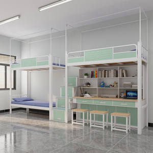 Четырехкомнатная кровать с металлическим каркасом, нижний стол для студентов колледжа, общежитие, верхние нижние двухъярусные кровати, конструкция приподнятой кровати - Product Image 2