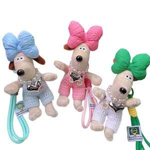Kawaii coreano bambola giocattoli di peluche portachiavi cane telefono cellulare giocattoli con cordino appeso per donna borsa Charms decorazione - Product Image 1