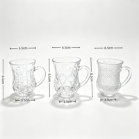 Tasse à thé en verre gaufré avec poignée, 5 oz, style moyen-oriental, petite tasse à café pour la maison et les restaurants, logo personnalisé disponible