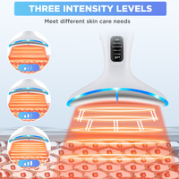 Tragbares Elektrisches Nackenmassagegerät mit 3 Vibrationsmodi Mikrostrom LED-Lichttherapie Wärmefunktion USB-Aufladbar