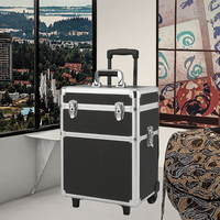 Valise à roulettes portable en aluminium pour technicien(ne) ongulaire, avec fermeture éclair, boîte de rangement professionnelle pour maquillage, tiroirs et roues |   OEM disponible