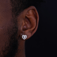 Boucles d'oreilles clous en forme de cœur, scintillantes, avec diamants Moissanite VVS, plaquées or 14 carats, bijoux pour femme en argent 925