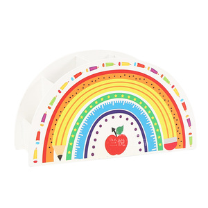 Seau à stylo créatif en bois à un niveau multifonctionnel bureau papeterie stockage salon porte-stylo décoratif boîte arc-en-ciel - Product Image 1