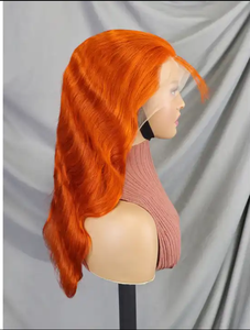 Новый модный стиль 13*4 hd Швейцарский Рыжий Оранжевый парик на фронтальной сетке волнистые бразильские волосы фронтальные парики - Product Image 4