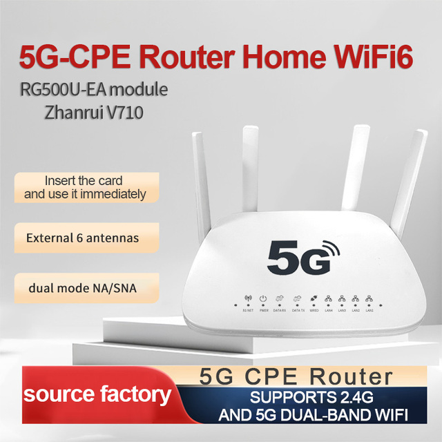 CPE 5G Sim Router Home WiFi6 RG500U-EA Gigabit 4 Ports V710 Firewall APN Wireless Networking 128MB Dual Mode NA/SNA WIFI Routers