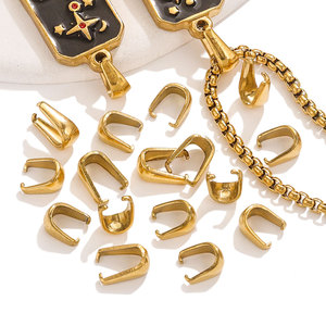 Thick Claw Bail Connector | 18K PVD Gold Plated Stainless Steel Heavy Duty Pinch <b>Clip</b> for DIY Necklace Bracelet Jewelry Making - Product Image 1