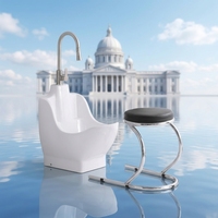 Kidoir Lavabo d'ablution Wudu à double niveau pour le lavage des pieds, avec chaise