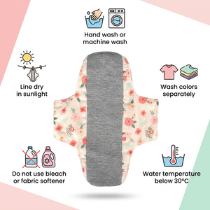 Serviette hygiénique féminine réutilisable écologique 20*23cm, lavable, imperméable, en tissu de coton graphène, pour femmes - Product Image 3