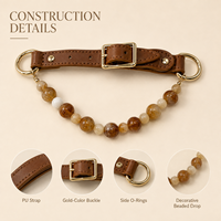 Collier pour animaux de compagnie en PU réglable avec chaîne perlée décorative pour chats et chiens