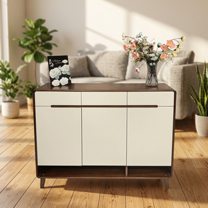 Meuble de rangement autoportant moderne en plastique gris avec design ventilateur pour salon et mobilier de maison - Product Image 4