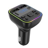 Adaptateur de chargeur de téléphone avec lecture de musique sur carte TF G40, 7 lumières LED colorées, station de charge double USB PD, chargeur de voiture sans fil