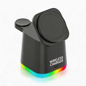 แท่นชาร์จไร้สายแบบพับได้ INPUTECH 15W 3 in 1 พร้อมไฟ RGB ได้รับการรับรอง KC แท่นชาร์จเร็ว - Product Image 2