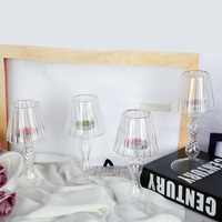 Bougeoir de lampe de Table en verre transparent pour décoration de mariage