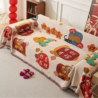 Couverture de canapé moderne trois places, épaisse, pour sieste climatisée, avec pompons, en polyester/coton, durable pour la maison et l'hôtellerie