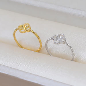 Bague ouverte en argent S925 plaqué or rose de la marque Wenchi, taille ajustable 4-5, pour femme, avec incrustation de perles DIY, forme amoureux, fabriquée en Chine - Product Image 3