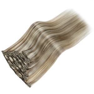 Precio al por mayor, pelo brasileño natural recto, 100% extensiones de cabello humano con pinza - Product Image 1