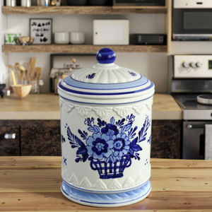 Vente chaude <span class=keywords><strong>Delft</strong></span> Céramique Bleu et Blanc Cookie Candy Jar Premium Food Storage & Container - Product Image 1