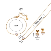 Parures de bijoux personnalisées en acier inoxydable plaqué or avec zircon en forme de cœur et pierre de naissance : collier, boucles d'oreilles, bracelet