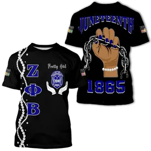 Zeta Phi Beta Juneteenth Freedom T-Shirt With Quality Wholesale Stretchy Plus Size Short Sleeve Top Factory Outlet Male Tee New