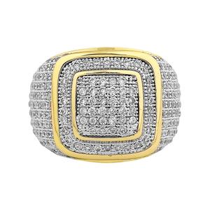 Bague de mariage pour homme style Hip Hop en laiton plaqué or 18 carats, sertie de zircone cubique et de diamants CZ massifs, bijoux plaqués or style Hip Hop - Product Image 1