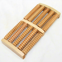 Masseur de points pressuriles pour les pieds et les mains, en bois, à six rangées, de type rouleau, avec motif gravé, pour usage domestique