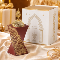Brûleur d'encens en résine torsadée Bakhoor, boîte cadeau de luxe pour l'aromathérapie, encensoir en calligraphie arabe dorée, 4 couleurs, Ramadan, Eid Festival