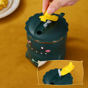 Tasse de soupe au lait et <span class=keywords><strong>en</strong></span> acier inoxydable, <span class=keywords><strong>pour</strong></span> enfants, avec poignée de couvercle, design dessin animé, mignon, dinosaure, 1 pièce - Product Image 4