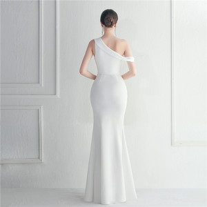 19637 # commercio estero caldo damigella d'onore etichetta matrimonio occasione formale spalla singola colletto diagonale <span class=keywords><strong>abito</strong></span> da sera lungo sottile. - Product Image 6