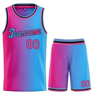Ensembles de maillots de basket-ball personnalisés avec dégradé rose et bleu - Product Image 1
