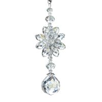 Boule de cristal à facettes en forme de fleur, brillante et étincelante, décoration en cristal transparente, ornement pour décoration suspendue intérieure et extérieure
