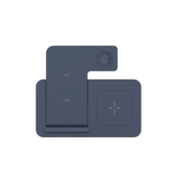 Station de recharge sans fil pliable réglable 15W 3-en-1 avec veilleuse tactile Chargeur magnétique Protection OTP