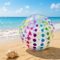 En stock - Ballon de plage gonflable Shengjin à pois et rayures arc-en-ciel - Unisexe 14+ - Parfait pour les fêtes d'été à la piscine