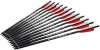Nouvel Arrivage Lot de 12 Flèches de Carbone 10 Grains pour Arbalète, 16-20 Pouces, pour la Chasse et le Tir à l'Arc, avec Plumes de 4 Pouces, Haute Précision