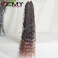 KEMY HAIR Tresses Synthétiques River Locs Couleurs Personnalisables pour Extensions de Cheveux au Crochet Marron Tissage Bouclé pour Femmes