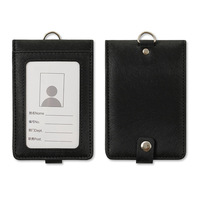 Porte-carte d'identité en cuir véritable de qualité supérieure avec cordon assorti pour les cadres professionnels, les dirigeants et les employés de bureau