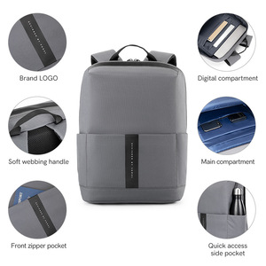 Kingsons <b>Backpack</b> 15 Inches Lightweight Water Repellent Student School Bag Unisex Solid Color Gray Blue <b>Black</b> - Product Image 2