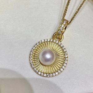 31208DIY Pearl Accessories S925 Silver <b>Cross</b> Pendant with 6-7mm <b>Beads</b> Empty Support for Fashion Concealer <b>Necklace</b> - Product Image 3