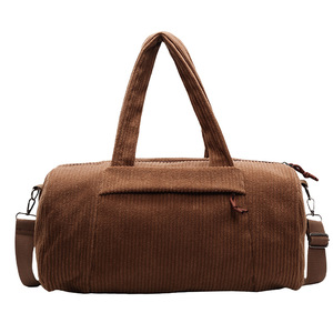 Sac de sport rétro en velours côtelé à fines bandes, en tissu doux et agréable pour la peau, pour hommes et femmes, idéal pour le yoga, la natation, avec séparation sec/humide, sac de rangement pour l'entraînement - Product Image 1