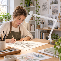 Lampe LED de beauté OEM ODM avec contrôle tactile, bras long réglable, pince de fixation, lumière de travail de bureau pour équipement de salon de manucure, cils et tatouage