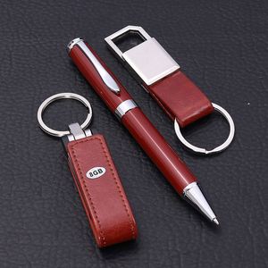 Ensemble USB en cuir, porte-cartes de visite, porte-clés, produit de bureau promotionnel imprimé par transfert thermique pour cadeaux de bienvenue d'entreprise - Product Image 3
