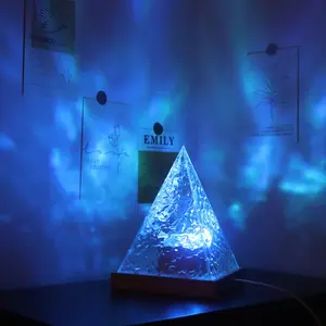 Luz Nocturna RGB para decoración de habitación de niños, lámpara de escritorio acrílica con control remoto, ilusión 3D de onda de agua, Popular, 2023