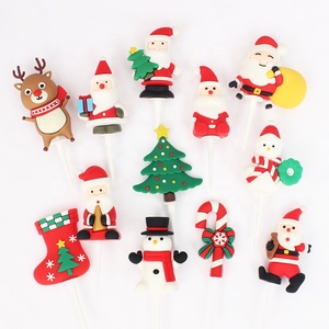 Père Noël bonhomme de neige arbre wapiti poupée ornement colle douce décorations de noël pour gâteau Dessert boîte-cadeau décoration - Product Image 1