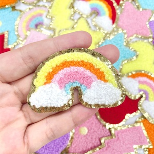 Applique collante brodée multicolore pour vêtements étoile foudre arc-en-ciel fleur coeur adhésif Chenille <span class=keywords><strong>patch</strong></span> stock - Product Image 3