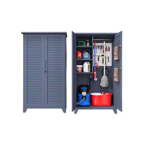 <span class=keywords><strong>Armoire</strong></span> de rangement en métal avec porte à persiennes imperméable et résistante au soleil pour villa extérieure, cour, terrasse, jardin, outils, équipement de pêche - Product Image 1